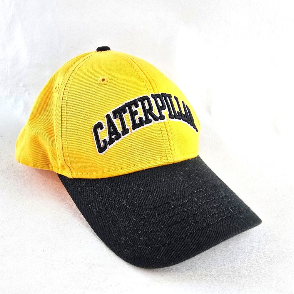Caterpillar Hat Mens Yellow Black Baseball Cap Adjustable CAT Workwear Logo